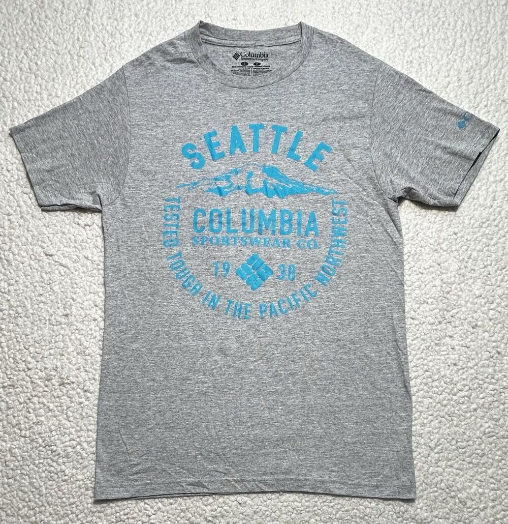 Columbia Men Seattle Graphic T Shirt Heather Gray Pacific Northwest Size S